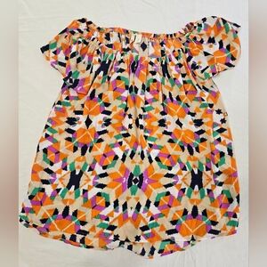 SALE! Women's Miami Mosiac Patterned Short Sleeved Top (small)